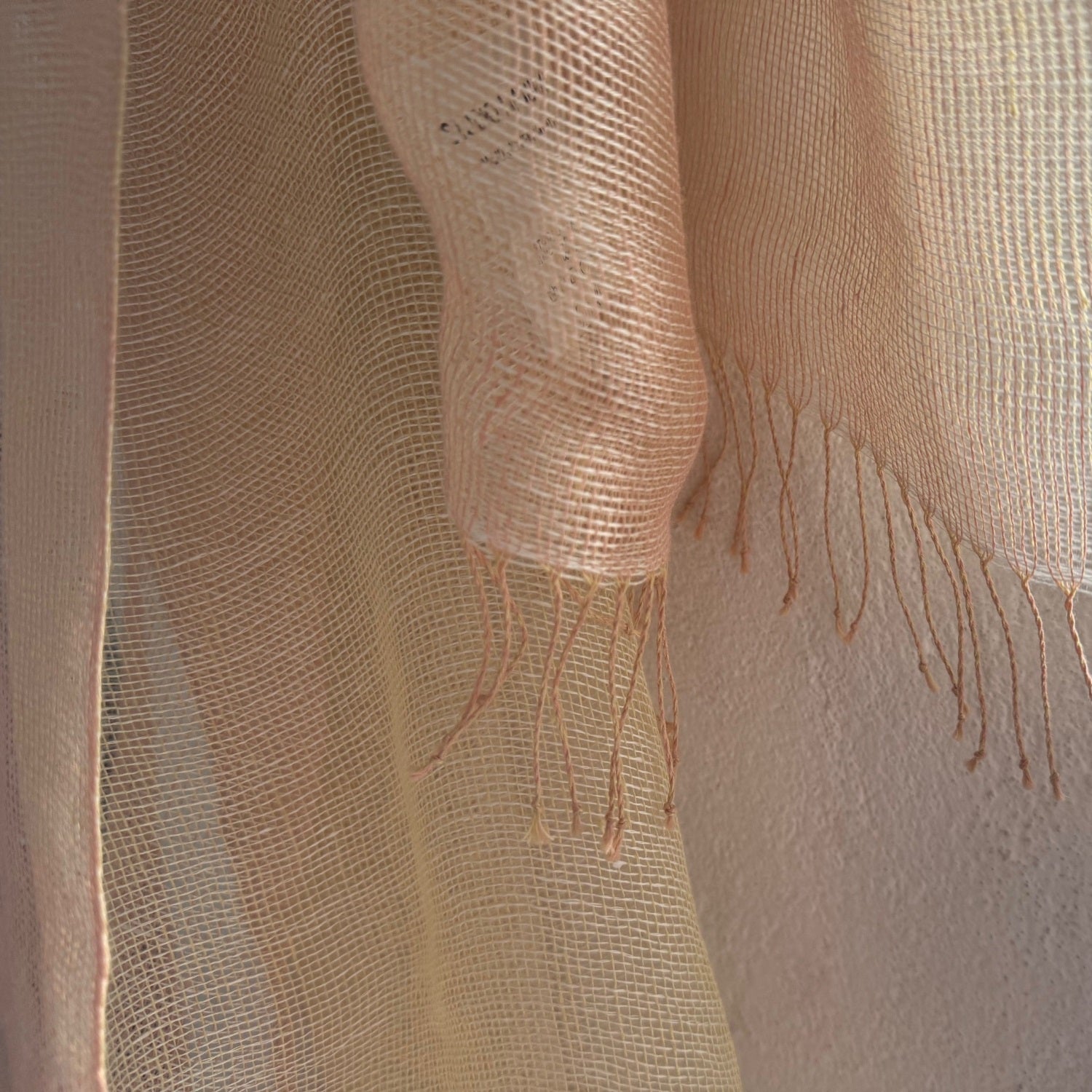 Double layer linen scarf Tinita Pastel Nude 50x200cm
