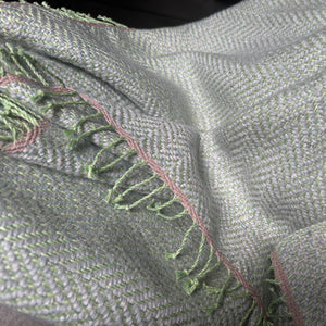 Linen mohair throw in green and gray 140x185 cm