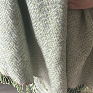 Linen mohair throw in green and gray 140x185 cm